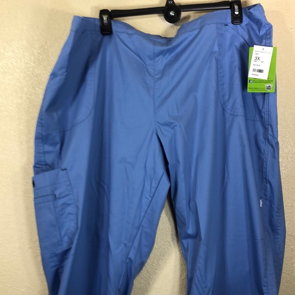 White Swan Nurse Scrub Pants Blue NWT 3X Elastic Waist Pull Up with Pockets - Picture 4 of 10